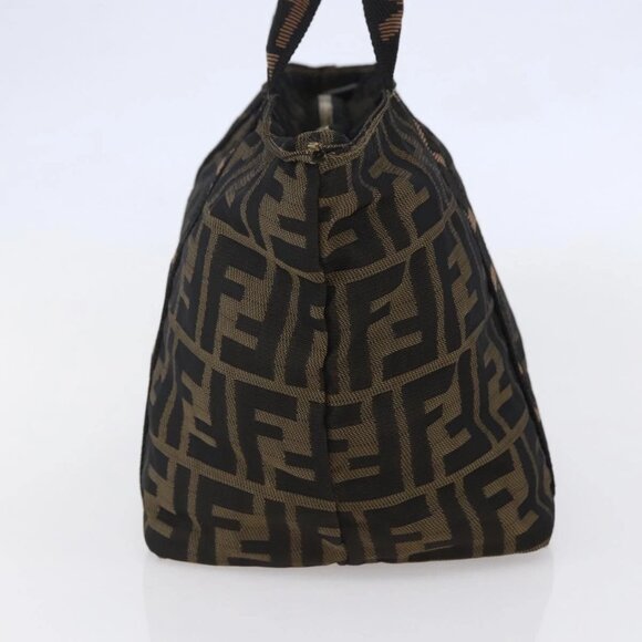 FENDI Zucca Canvas Hand Bag Black Brown Auth 148958 - Picture 6 of 16
